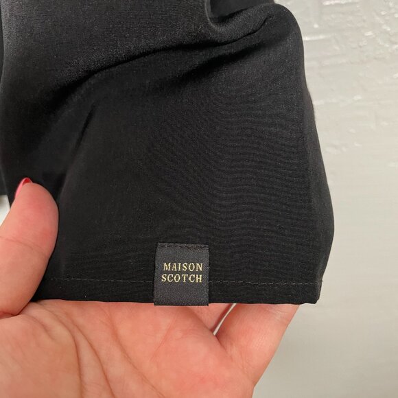 Scotch & Soda Women L Black Cami Tank Raffia Town Lined V Neck Spaghetti Straps - Picture 4 of 7